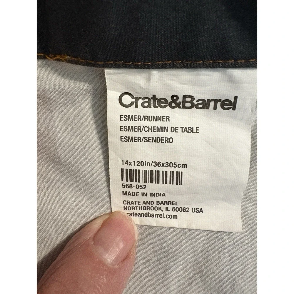 Crate and barrel Esmer Fabric orange floral Botanical Print, Table Runner 14x120
